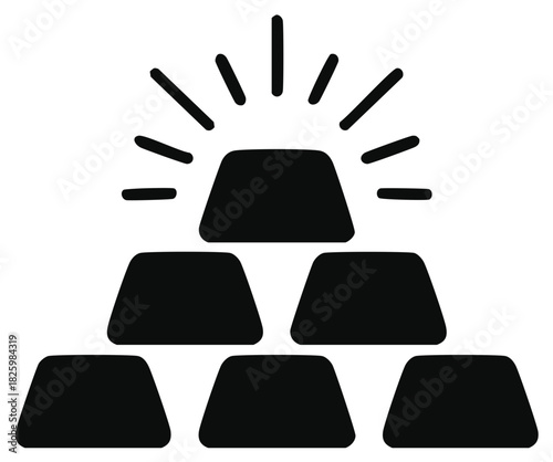 Gold Ingots Stack Icon Symbol Money Wealth Treasure Investment Concept