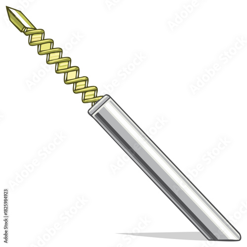 Cartoon drill bit construction repair equipment tool sharp metal object illustration