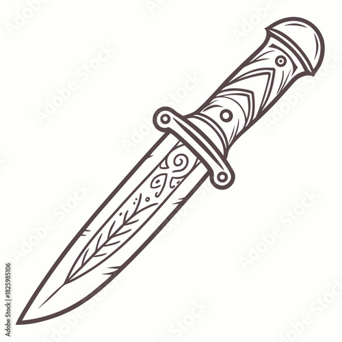 Intricately Detailed Dagger with Decorative Handle and Blade Embellishments