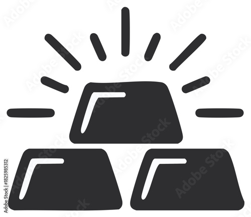 Gold bars stack stylized vector illustration, shiny precious metal treasure wealth concept