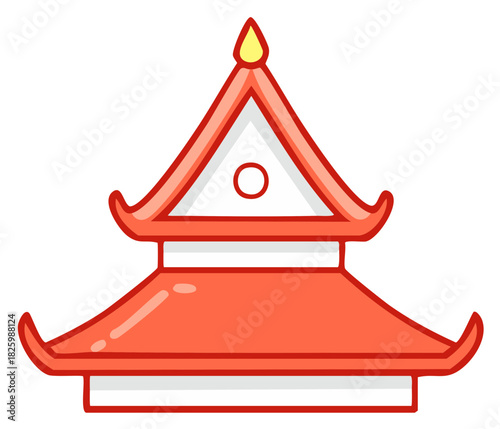 Stylized illustration of a traditional red Asian temple or pagoda roof
