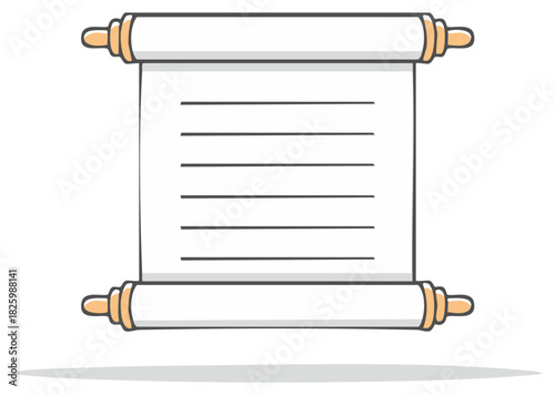 Flat design blank white paper scroll with horizontal lines ready for custom text and message