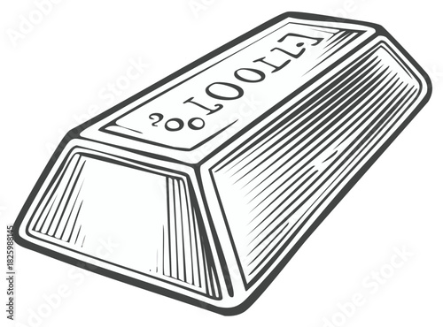 Stylized Illustration of a Gold Bullion Bar Marked with Weight and Purity Information, Investment Theme