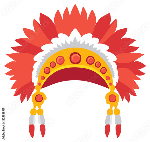 Colorful illustration of a Native American war bonnet or headdress.