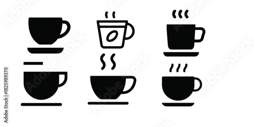 Wallpaper Mural Coffee Cup Icon Set – Minimalist Black Coffee Mug Silhouette Collection Torontodigital.ca