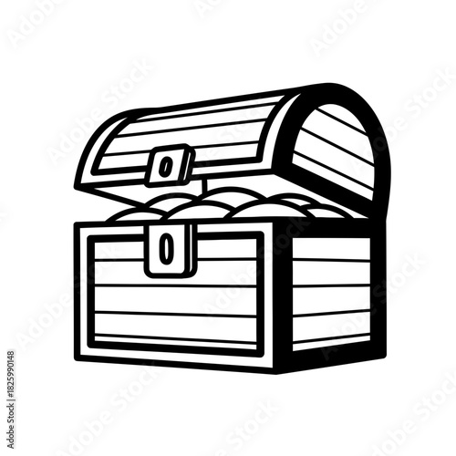 Open treasure chest filled with gold coins and jewels  