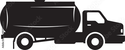 Silhouette of tank truck, liquid cargo transport vehicle icon