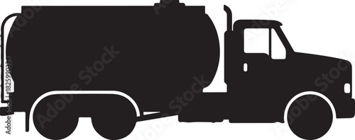 Tanker truck silhouette transporting liquids for industry supply