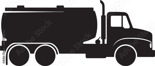 Heavy duty tanker truck silhouette for liquid cargo transport