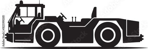 Airport ground support aircraft tow tractor vector silhouette