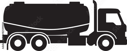 Side profile silhouette of a tanker truck for liquid transport