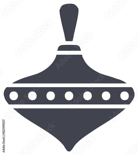 Classic spinning top toy icon with decorative circles representing childhood games and fun