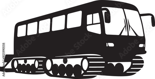 Snowcat tracked passenger vehicle silhouette for winter travel