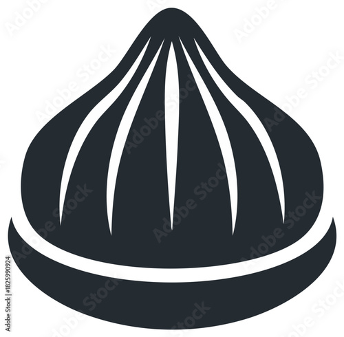 Simple vector icon of a traditional Asian steamed dumpling, baozi, or dim sum food