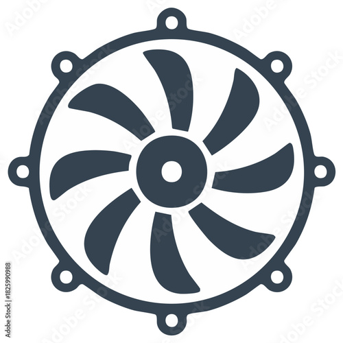 Circular Fan Icon with Blades and Mounting Holes