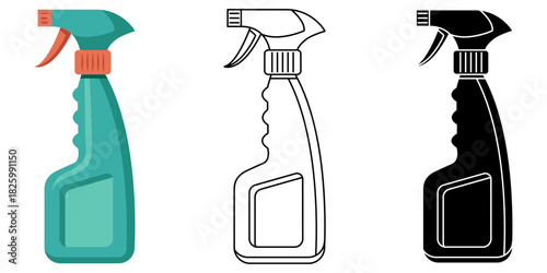 Plastic cleaning spray bottle isolated flat vector illustration
