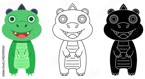 Green dinosaur isolated flat vector illustration