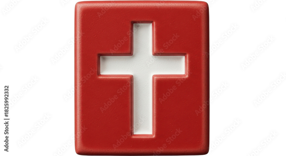 Obraz premium Christian cross symbol 3D representation for faith, religion, medical aid, and help concept. isolated PNG with Transparent Background