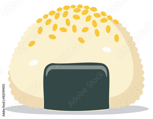 Triangular Rice Ball Wrapped with Nori and Sesame Seeds Japanese Food