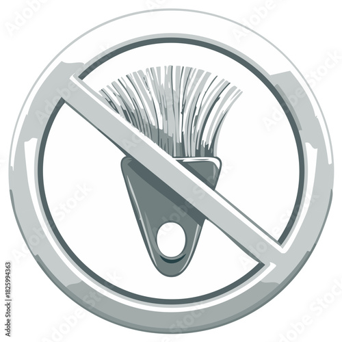Illustration of a Paint Brush in a Do Not Enter Circle Symbol, Restriction Concept
