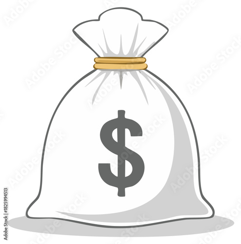 Money bag with a dollar sign illustration. Symbol of wealth, finance, and savings.
