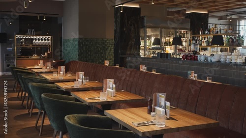 Modern restaurant interior showcases stylish dining experience