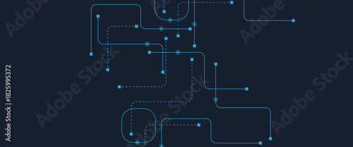 Abstract digital AI circuit board background with tech icons. Digital technology motherboard texture design. Engineering circuit board concept for poster, header, banner, website, presentation