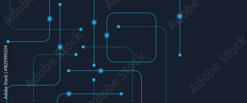 Abstract digital AI circuit board background with tech icons. Digital technology motherboard texture design. Engineering circuit board concept for poster, header, banner, website, presentation