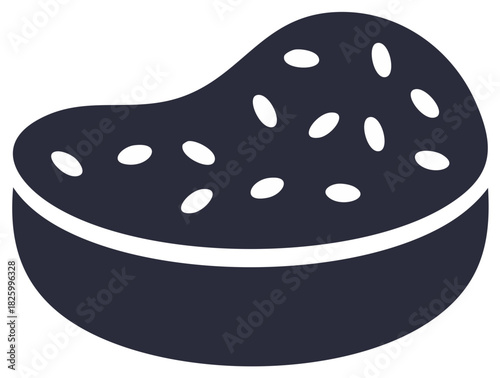 Stylized illustration of a bowl filled with seeds or small pebbles