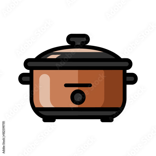Rice cooker Icon on White Background Vector Art Illustration on white background.