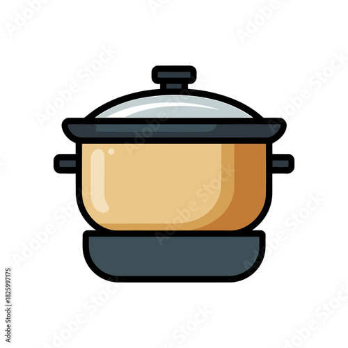 Rice cooker Icon on White Background Vector Art Illustration on white background.