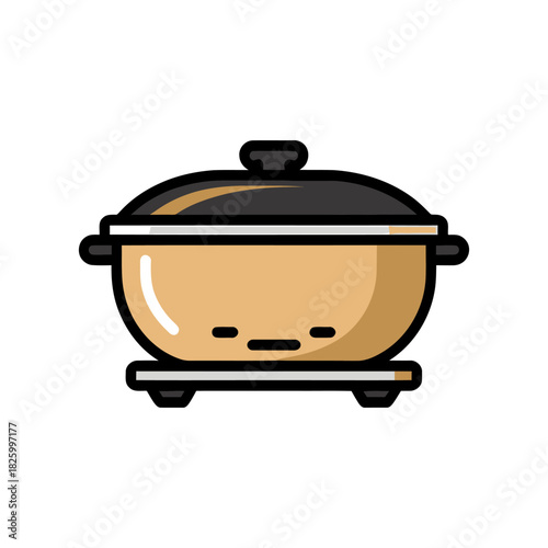 Rice cooker Icon on White Background Vector Art Illustration on white background.