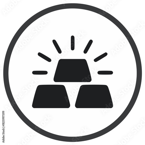 Gold bars symbol illustration inside of circle, wealth and investment icon