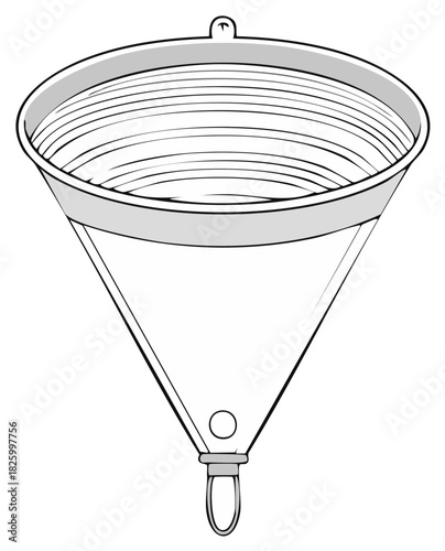 Vector Illustration of a Conical Collapsible Water Bucket for Camping Fishing and Hiking