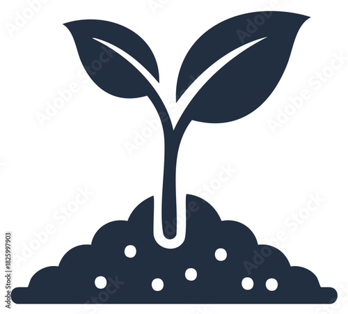 Sprout icon emerging from ground, showing plant growth and ecological consciousness