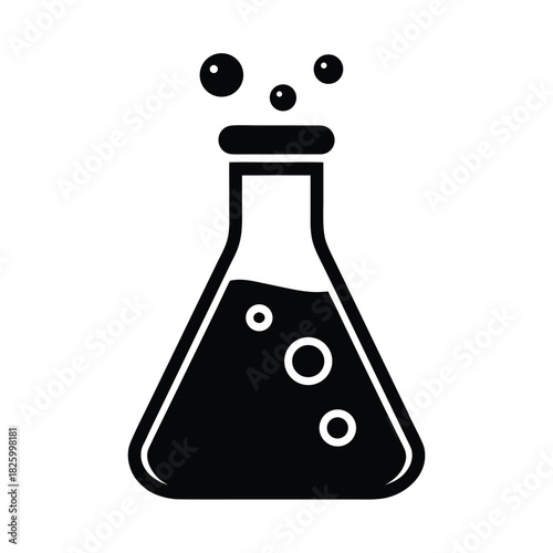 Laboratory Flask With Bubbles Icon