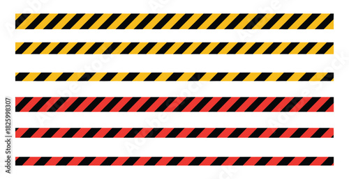 Dangerous Warning Tape Vector Illustration, Flat Color Style, Forbidden Area Safety Tape, Hazard Stripe Design, Industrial Caution Line