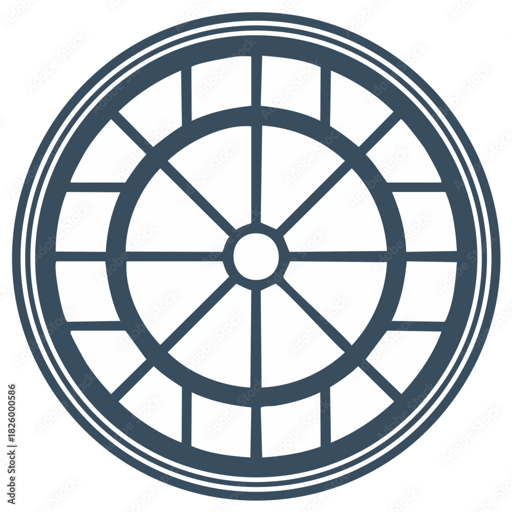 Obraz premium Blue circular window design graphic element. Architectural concept for decor.