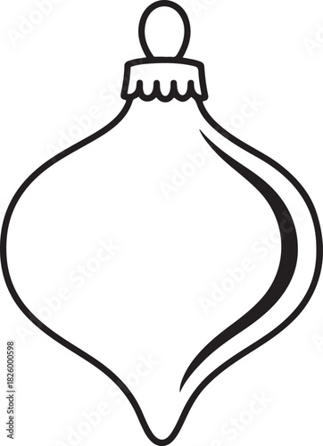 Christmas ornament illustration in black and white for festive designs