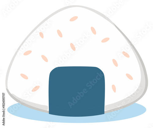 Delicious Japanese Onigiri Rice Ball Bento Lunch Snack with Nori Seaweed Wrap Illustration