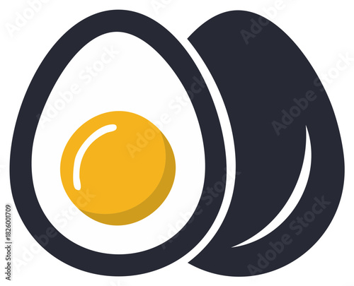Healthy breakfast with eggs, an abstract illustration on a white surface.