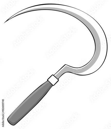 Classic Hand Sickle Illustration in Simple Gray and White