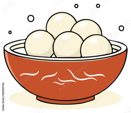 Tangyuan in a Bowl - Traditional Chinese Sweet Rice Balls for Winter Solstice Festival