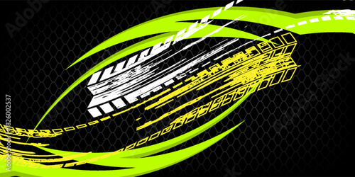 Car decal design vector. Graphic abstract stripe racing background kit designs for wrap vehicle, race car, rally, adventure and livery