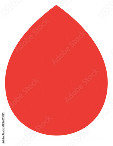 Red teardrop shape illustration, with curved lines, geometric design, and isolated on white