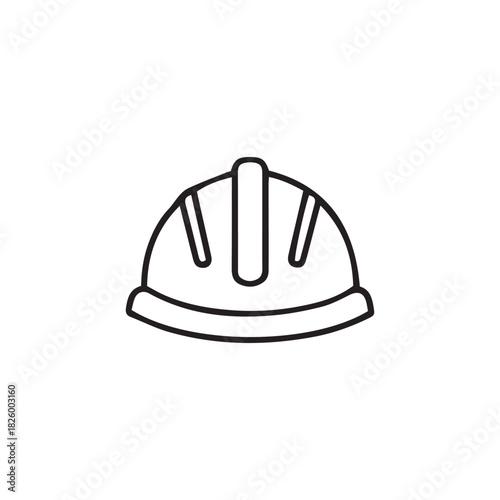 Simple line drawing of a hard hat, safety helmet, or construction helmet, isolated on a white background.