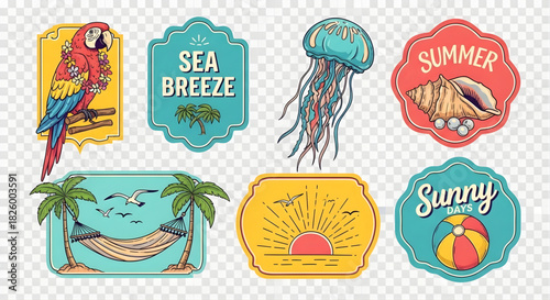 Summer vacation sticker set