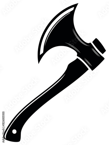 Black Silhouette of a Viking Axe Weapon in a Vector Image
