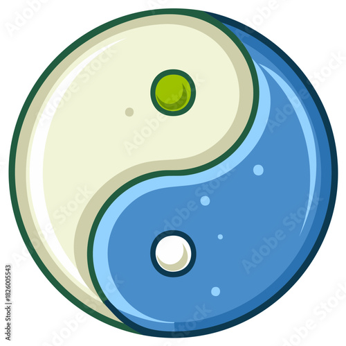 Illustrative Depiction of Yin Yang Symbol, Light and Dark Balance, Spiritual Concept, Dualism, Harmony and Interconnectedness Symbolism