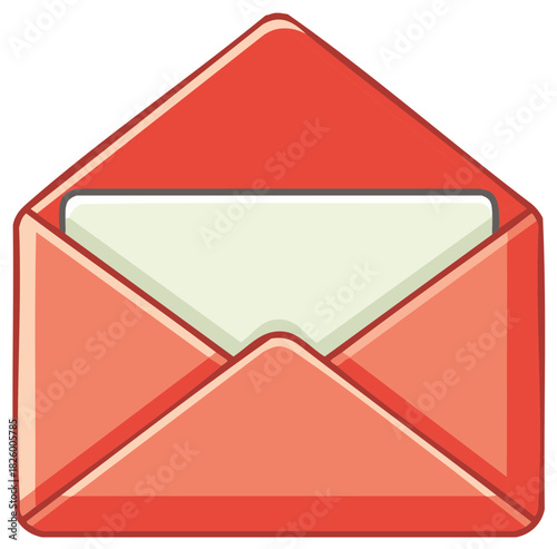 Open Red Envelope with Blank Card Inside